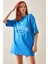 Mavi Bisiklet Yaka Yazılı Oversize T-Shirt 5YXK1-48209-12 2