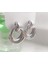 Işıltılı Iç Içe Geçmiş Ikili Silver Renkli Halka Küpe 3
