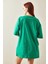 Yeşil Bisiklet Yaka Yazılı Midi Oversize T-Shirt 5YXK1-48207-08 4