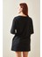 Siyah Bisiklet Yaka Yazılı Oversize T-Shirt 5YXK1-48209-02 4