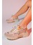 Duja Bej Turuncu Multi Fileli Kadın Kalın Taban Spor Sneakers 5