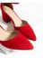 Kadin Kırmızı Süet Ayakkabı Abiye Stiletto Kalın Topuk Gelinlik Ayakkabısi 5.5Cm 5