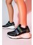 Berge Siyah Multi Kadın Cırtlı Dolgu Taban Spor Sneakers 1