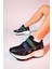 Berge Siyah Multi Kadın Cırtlı Dolgu Taban Spor Sneakers 2