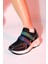 Berge Siyah Multi Kadın Cırtlı Dolgu Taban Spor Sneakers 4
