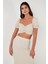 Slim Fit Büzgü Detaylı Kalp Yaka Crop Bluz Kadın Bluz 5865601 2