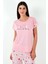 Regular Fit Bisiklet Yaka Kısa Kollu Pijama Takım Bayan Pijama Takımı 6097310 5