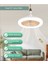 Gui Xulian Uzaktan Kumandalı ve Işıklı Tavan Vantilatörü 30W LED Lamba Fanı Akıllı Sessiz Tavan Vantilatörü E27 Dönüştürücü Tabanı Krem Rengi (Yurt Dışından) 4