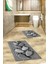 3D Dijital Baskılı Yıkanabilir Ayak Izi Desenli Ikili Banyo Halısı Paspas, Klozet-15-Gri, 1