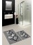 3D Dijital Baskılı Yıkanabilir Ayak Izi Desenli Ikili Banyo Halısı Paspas, Klozet-15-Gri, 4