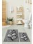 3D Dijital Baskılı Yıkanabilir Ayak Izi Desenli Ikili Banyo Halısı Paspas, Klozet-15-Gri, 5