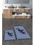 Dijital Baskılı Yıkanabilir Fil Desenli Ikili Banyo Halısı Paspas, Klozet-32-Mavi, 3
