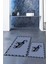 Dijital Baskılı Yıkanabilir Fil Desenli Ikili Banyo Halısı Paspas, Klozet-32-Mavi, 4