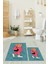 Dijital Baskılı Yıkanabilir Ayıcık Desenli Ikili Banyo Halısı Paspas, Klozet-34-Mavi, 2