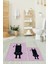 Dijital Baskılı Yıkanabilir Sevimli Kedi Ikili Banyo Halısı Paspas, Klozet-39-Pembe, 1