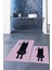 Dijital Baskılı Yıkanabilir Sevimli Kedi Ikili Banyo Halısı Paspas, Klozet-39-Pembe, 3