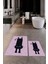 Dijital Baskılı Yıkanabilir Sevimli Kedi Ikili Banyo Halısı Paspas, Klozet-39-Pembe, 4