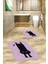Dijital Baskılı Yıkanabilir Sevimli Kedi Ikili Banyo Halısı Paspas, Klozet-39-Pembe, 5