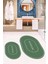 Dijital Baskılı Yıkanabilir Sade Bathroom Yazılı Oval Banyo Paspası, Klozet-04-Yeşil, 1