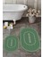 Dijital Baskılı Yıkanabilir Sade Bathroom Yazılı Oval Banyo Paspası, Klozet-04-Yeşil, 3
