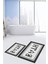 Dijital Baskılı Mozaik Desenli Bath Yazılı Ikili Banyo Paspası, Klozet-7-Siyah, 4