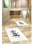 Dijital Baskılı Yıkanabilir Bath Yazılı Ikili Banyo Halısı Paspas, Klozet-9-Beyaz, 2