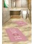 Dijital Baskılı Yıkanabilir Çiçekli Home Yazılı Ikili Banyo Halısı Paspas, Klozet-12-Pembe, 2