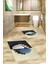 3D Dijital Baskılı Yıkanabilir Ayak Izi Desenli Ikili Banyo Halısı, Klozet-17-Renkli, 1