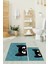 Dijital Baskılı Yıkanabilir Kedi Desenli Ikili Banyo Halısı Paspas, Klozet-40-Mavi, 1