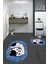 3D Dijital Baskılı Yıkanabilir Kedi Desenli Ikili Banyo Halısı Paspas Oval, Klozet-43-Mavi, 1