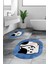 3D Dijital Baskılı Yıkanabilir Kedi Desenli Ikili Banyo Halısı Paspas Oval, Klozet-43-Mavi, 2