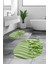 3D Dijital Baskılı Yıkanabilir Modern Ikili Banyo Halısı Paspas Oval, Klozet-48-Yeşil, 1