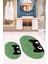 Dijital Baskılı Yıkanabilir Kedi Desenli Ikili Banyo Halısı Paspas Oval, Klozet-40-Yeşil, 3