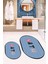 Dijital Baskılı Yıkanabilir Renkli Bath Yazılı Ikili Oval Banyo Paspası, Klozet-08-Mavi, 1