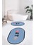 Dijital Baskılı Yıkanabilir Renkli Bath Yazılı Ikili Oval Banyo Paspası, Klozet-08-Mavi, 4
