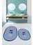 Dijital Baskılı Yıkanabilir Renkli Bath Yazılı Ikili Oval Banyo Paspası, Klozet-08-Mavi, 5
