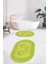 Dijital Baskılı Yıkanabilir Çerçeveli Ayak Izi Desenli Ikili Oval Banyo Halısı, Klozet-18-Yeşil, 2