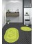 Dijital Baskılı Yıkanabilir Çerçeveli Ayak Izi Desenli Ikili Oval Banyo Halısı, Klozet-18-Yeşil, 5