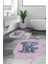 Dijital Baskılı Yıkanabilir Modern Fil Desenli Ikili Banyo Halısı Paspas Oval, Klozet-33-Pembe, 3