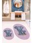 Dijital Baskılı Yıkanabilir Modern Fil Desenli Ikili Banyo Halısı Paspas Oval, Klozet-33-Pembe, 4