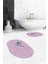 Dijital Baskılı Yıkanabilir Modern Kuş Desenli Ikili Banyo Halısı Paspas Oval, Klozet-36-Pembe, 1