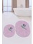 Dijital Baskılı Yıkanabilir Modern Kuş Desenli Ikili Banyo Halısı Paspas Oval, Klozet-36-Pembe, 5