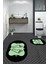Dijital Baskılı Yıkanabilir Modern Ayak Izi Desenli Ikili Oval Banyo Halısı, Klozet-20-Yeşil, 5