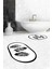 Dijital Baskılı Yıkanabilir Renkli Yapraklı Desen Ikili Banyo Halısı Oval, Klozet-26-Beyaz, 3