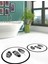 Dijital Baskılı Yıkanabilir Renkli Yapraklı Desen Ikili Banyo Halısı Yuvarlak, Klozet-26-Beyaz, 1