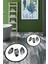 Dijital Baskılı Yıkanabilir Renkli Yapraklı Desen Ikili Banyo Halısı Yuvarlak, Klozet-26-Beyaz, 5