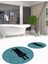 Dijital Baskılı Yıkanabilir Sevimli Kedi Ikili Banyo Halısı Paspas Yuvarlak, Klozet-39-Mavi, 1