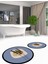 Dijital Baskılı Yıkanabilir Renkli Çiçekli Ikili Banyo Halısı Paspas Yuvarlak, Klozet-28-Mavi, 3