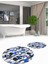 3D Dijital Baskılı Yıkanabilir Kelebek Desenli Ikili Banyo Halısı Paspas Yuvarlak, Klozet-44-Mavi, 1