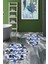 3D Dijital Baskılı Yıkanabilir Kelebek Desenli Ikili Banyo Halısı Paspas Yuvarlak, Klozet-44-Mavi, 2
